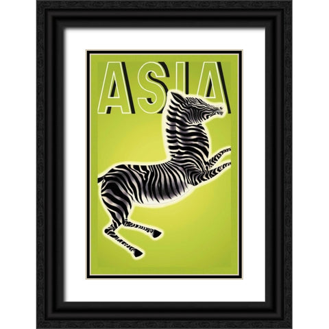 Zebra with Title, 1933 Black Ornate Wood Framed Art Print with Double Matting by McIntosh, Frank