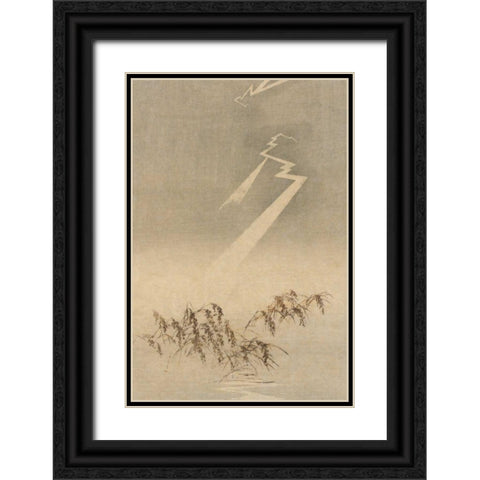 Thunder and lightning over rice grain, 1900 Black Ornate Wood Framed Art Print with Double Matting by Unknown