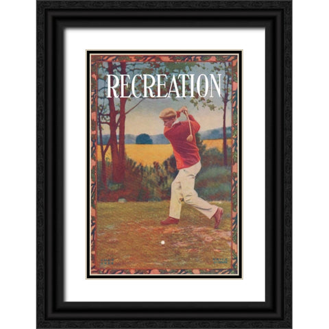 Recreation Black Ornate Wood Framed Art Print with Double Matting by Unknown