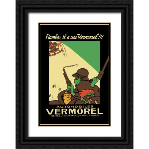 Vermorel Automobiles Black Ornate Wood Framed Art Print with Double Matting by Unknown