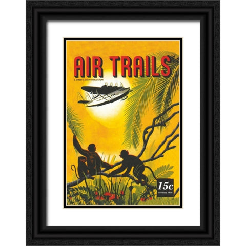 Seaplane Over the Tropics Black Ornate Wood Framed Art Print with Double Matting by Unknown