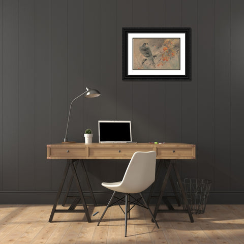 Eagle on a maple branch Black Ornate Wood Framed Art Print with Double Matting by Unknown