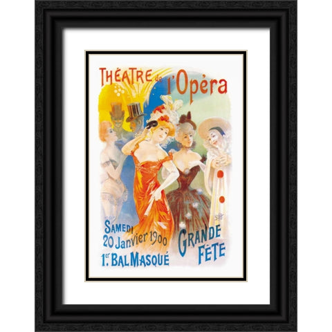 Theatre de l Opera Black Ornate Wood Framed Art Print with Double Matting by Unknown