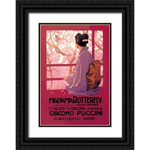 Madama Butterfly Black Ornate Wood Framed Art Print with Double Matting by Unknown