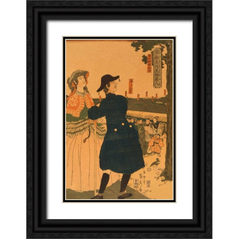 The grounds of Myojin shrine in Kanda (Kanda Myojin shanai), 1861 Black Ornate Wood Framed Art Print with Double Matting by Utagawa, Sadahide