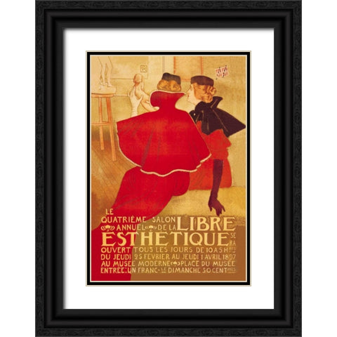 La Libre Esthetique Black Ornate Wood Framed Art Print with Double Matting by Van Rysselberghe, Theodore