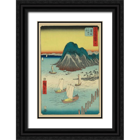 Maisaka, 1855 Black Ornate Wood Framed Art Print with Double Matting by Hiroshige, Ando