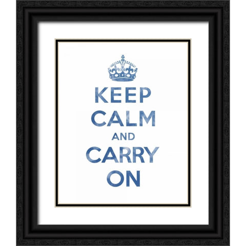 Keep Calm and Carry On - Texture III Black Ornate Wood Framed Art Print with Double Matting by The British Ministry of Information