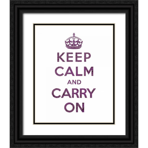 Keep Calm and Carry On - Texture VI Black Ornate Wood Framed Art Print with Double Matting by The British Ministry of Information