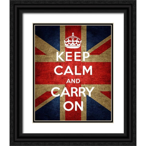 Keep Calm and Carry On - Union Jack Black Ornate Wood Framed Art Print with Double Matting by The British Ministry of Information