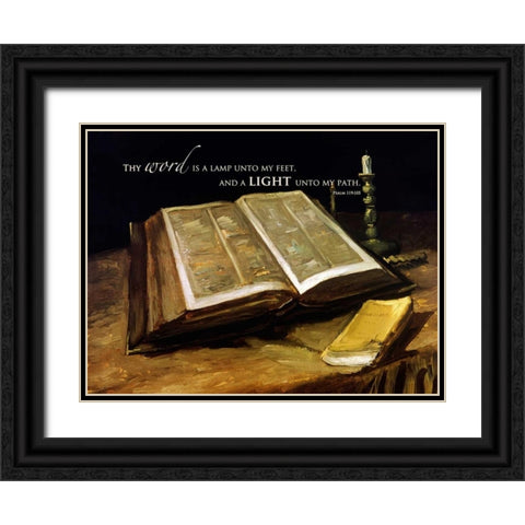 The Bible: Still Life with verse Black Ornate Wood Framed Art Print with Double Matting by Van Gogh, Vincent