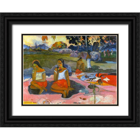 Nave Nave Moe Black Ornate Wood Framed Art Print with Double Matting by Gauguin, Paul