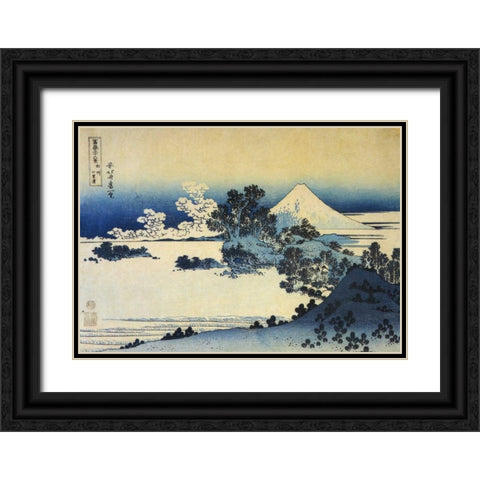 Mount Fuji Seen From Shichirigahama Beach 1831 Black Ornate Wood Framed Art Print with Double Matting by Hokusai