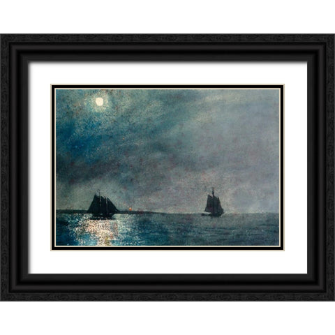 Eastern Point Light Black Ornate Wood Framed Art Print with Double Matting by Homer, Winslow