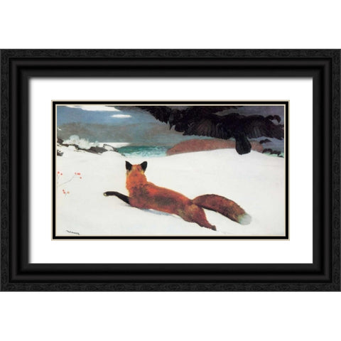 Fox Hunt Black Ornate Wood Framed Art Print with Double Matting by Homer, Winslow