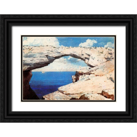 Glass Windows Bahamas Black Ornate Wood Framed Art Print with Double Matting by Homer, Winslow