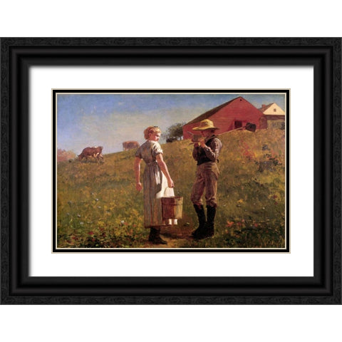 Gloucester Farm Black Ornate Wood Framed Art Print with Double Matting by Homer, Winslow