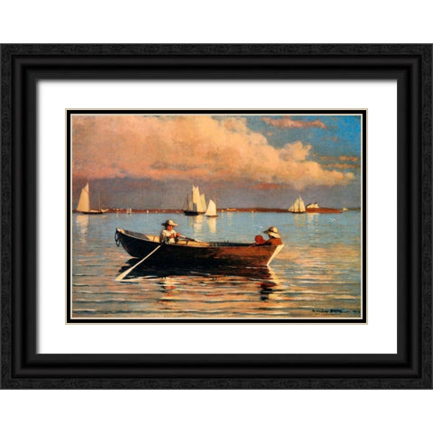 Glouchester Harbor Black Ornate Wood Framed Art Print with Double Matting by Homer, Winslow