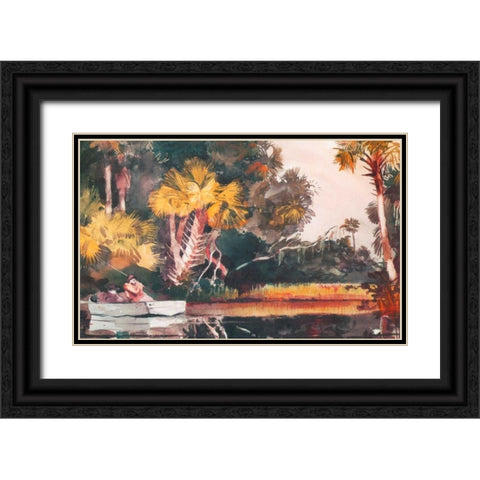 Homosassa Jungle Black Ornate Wood Framed Art Print with Double Matting by Homer, Winslow