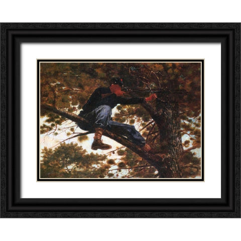 Sharpshooter Black Ornate Wood Framed Art Print with Double Matting by Homer, Winslow