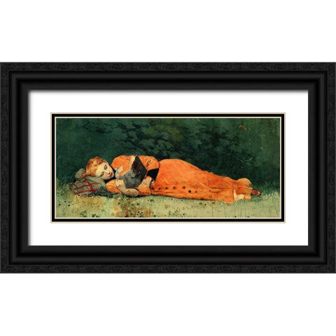 The New Novel Black Ornate Wood Framed Art Print with Double Matting by Homer, Winslow