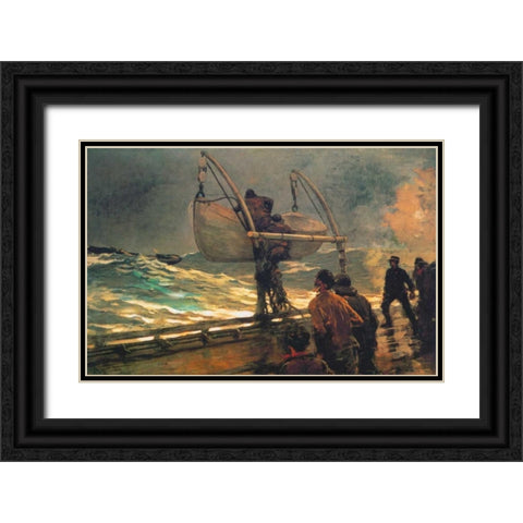 The Signal Of Distress Black Ornate Wood Framed Art Print with Double Matting by Homer, Winslow
