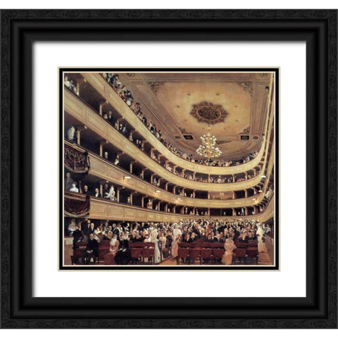 Auditorium Of The Old Burgtheater 1888 Black Ornate Wood Framed Art Print with Double Matting by Klimt, Gustav
