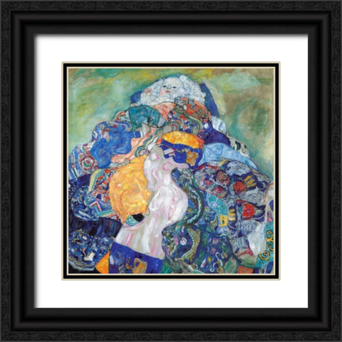 Baby 1917 Black Ornate Wood Framed Art Print with Double Matting by Klimt, Gustav
