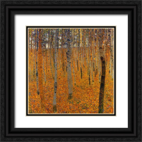 Beech Forest I 1902 Black Ornate Wood Framed Art Print with Double Matting by Klimt, Gustav