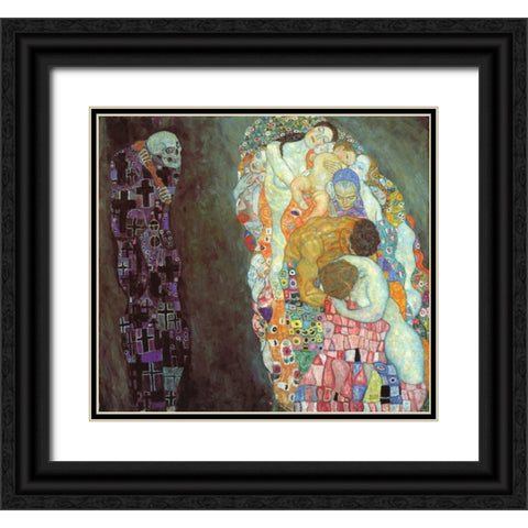 Death And Life Black Ornate Wood Framed Art Print with Double Matting by Klimt, Gustav