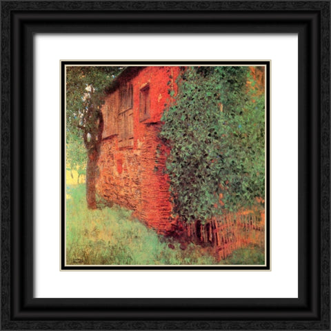 Farmhouse At Kammer Black Ornate Wood Framed Art Print with Double Matting by Klimt, Gustav