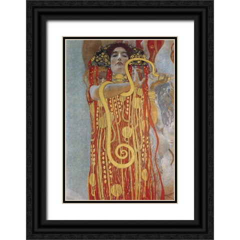 Hygeia Black Ornate Wood Framed Art Print with Double Matting by Klimt, Gustav