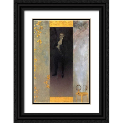 Josef Lewinsky 1895 Black Ornate Wood Framed Art Print with Double Matting by Klimt, Gustav