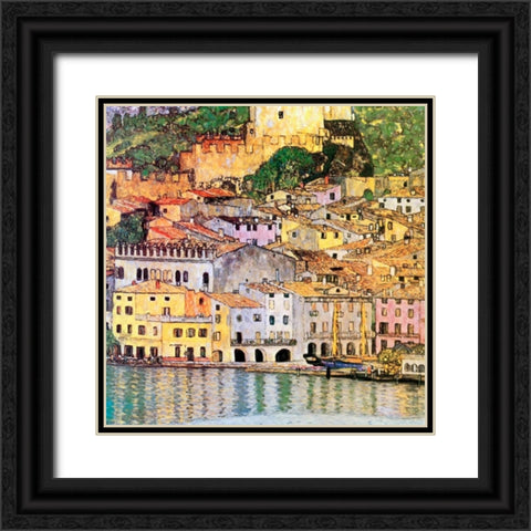 Malcesine On Lake Garda 1913 Black Ornate Wood Framed Art Print with Double Matting by Klimt, Gustav