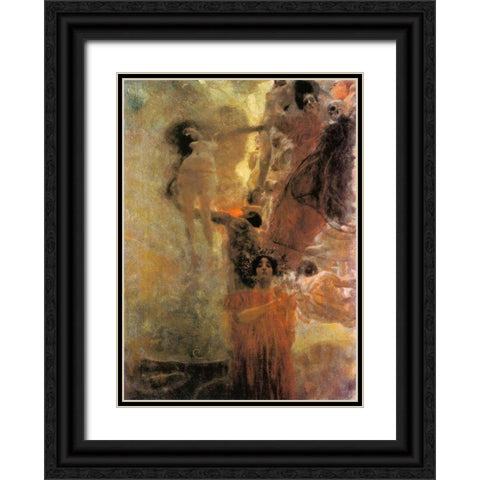 Medicine 1898 Black Ornate Wood Framed Art Print with Double Matting by Klimt, Gustav