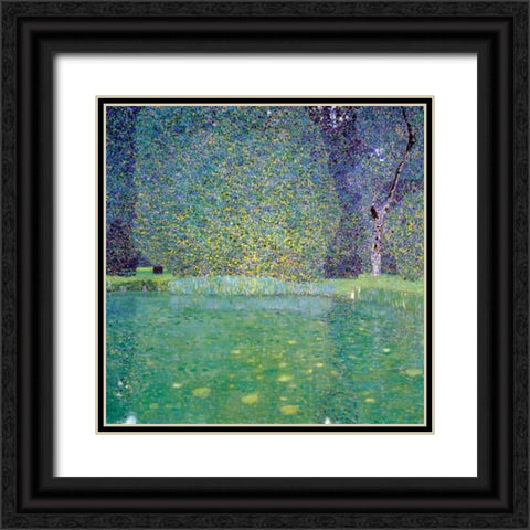 Pond At Schloss Kammer On The Attersee 1910 Black Ornate Wood Framed Art Print with Double Matting by Klimt, Gustav