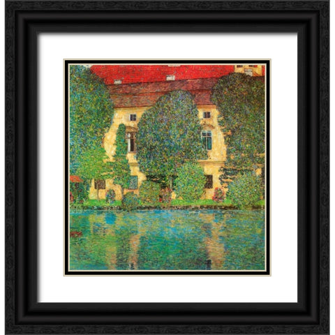 Schloss Kammer On Attersee Black Ornate Wood Framed Art Print with Double Matting by Klimt, Gustav