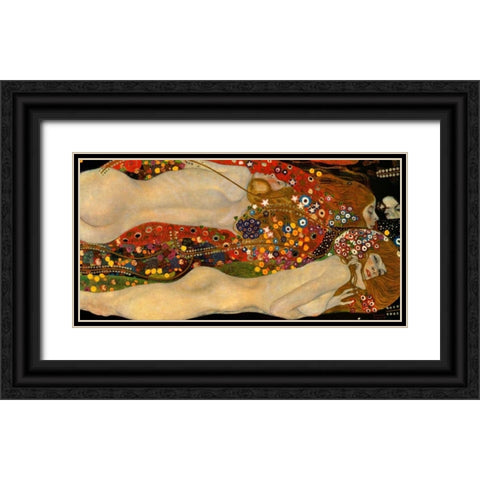 Sea Serpents V Black Ornate Wood Framed Art Print with Double Matting by Klimt, Gustav