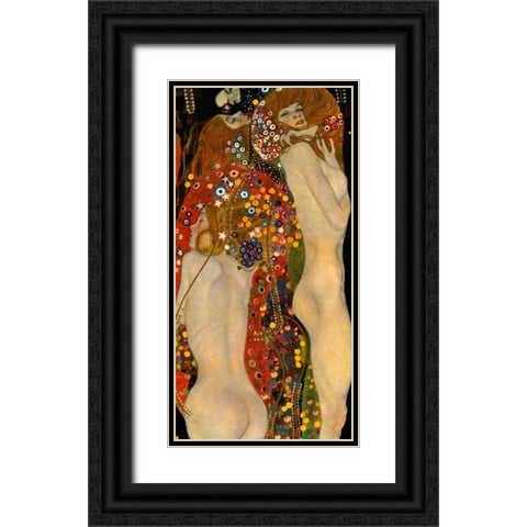Sea Serpents VI Black Ornate Wood Framed Art Print with Double Matting by Klimt, Gustav