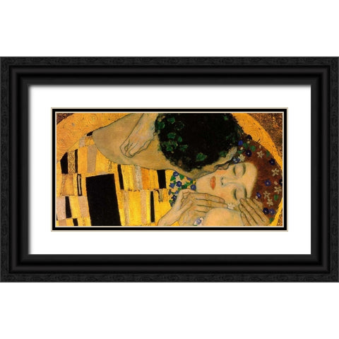 The Kiss - detail 4 Black Ornate Wood Framed Art Print with Double Matting by Klimt, Gustav
