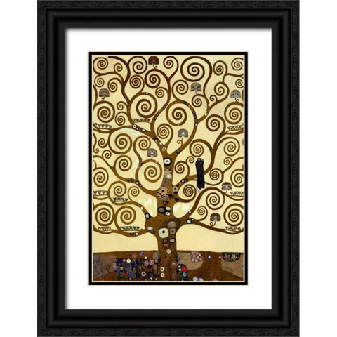 The Tree Of Life Black Ornate Wood Framed Art Print with Double Matting by Klimt, Gustav