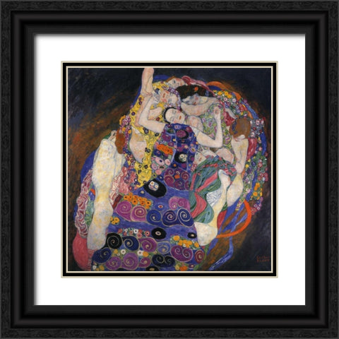 The Virgins Black Ornate Wood Framed Art Print with Double Matting by Klimt, Gustav