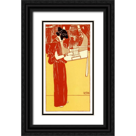 Vignette Of Music 1901 Black Ornate Wood Framed Art Print with Double Matting by Klimt, Gustav