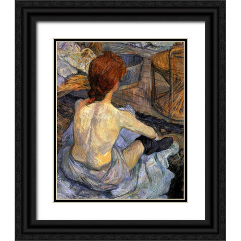 Detail La Toilette Black Ornate Wood Framed Art Print with Double Matting by Toulouse-Lautrec, Henri