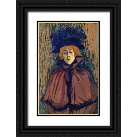 Jane Avril 1 Black Ornate Wood Framed Art Print with Double Matting by Toulouse-Lautrec, Henri
