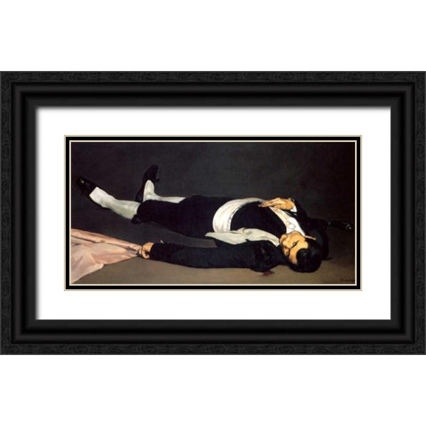 The Dead Toreador Black Ornate Wood Framed Art Print with Double Matting by Manet, Edouard