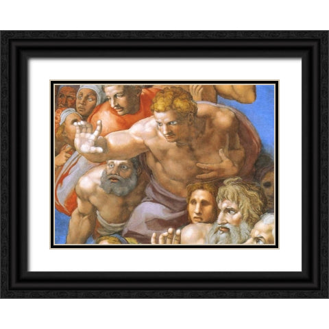 Detail From The Last Judgement - Christ Black Ornate Wood Framed Art Print with Double Matting by Michelangelo