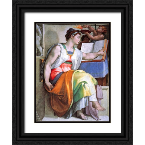 The Erythraean Sibyl Black Ornate Wood Framed Art Print with Double Matting by Michelangelo