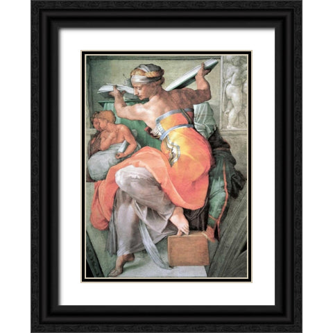 The Libyan Sibyl Black Ornate Wood Framed Art Print with Double Matting by Michelangelo