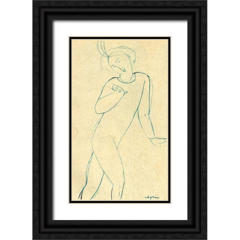 Dancer Nijinsky Black Ornate Wood Framed Art Print with Double Matting by Modigliani, Amedeo